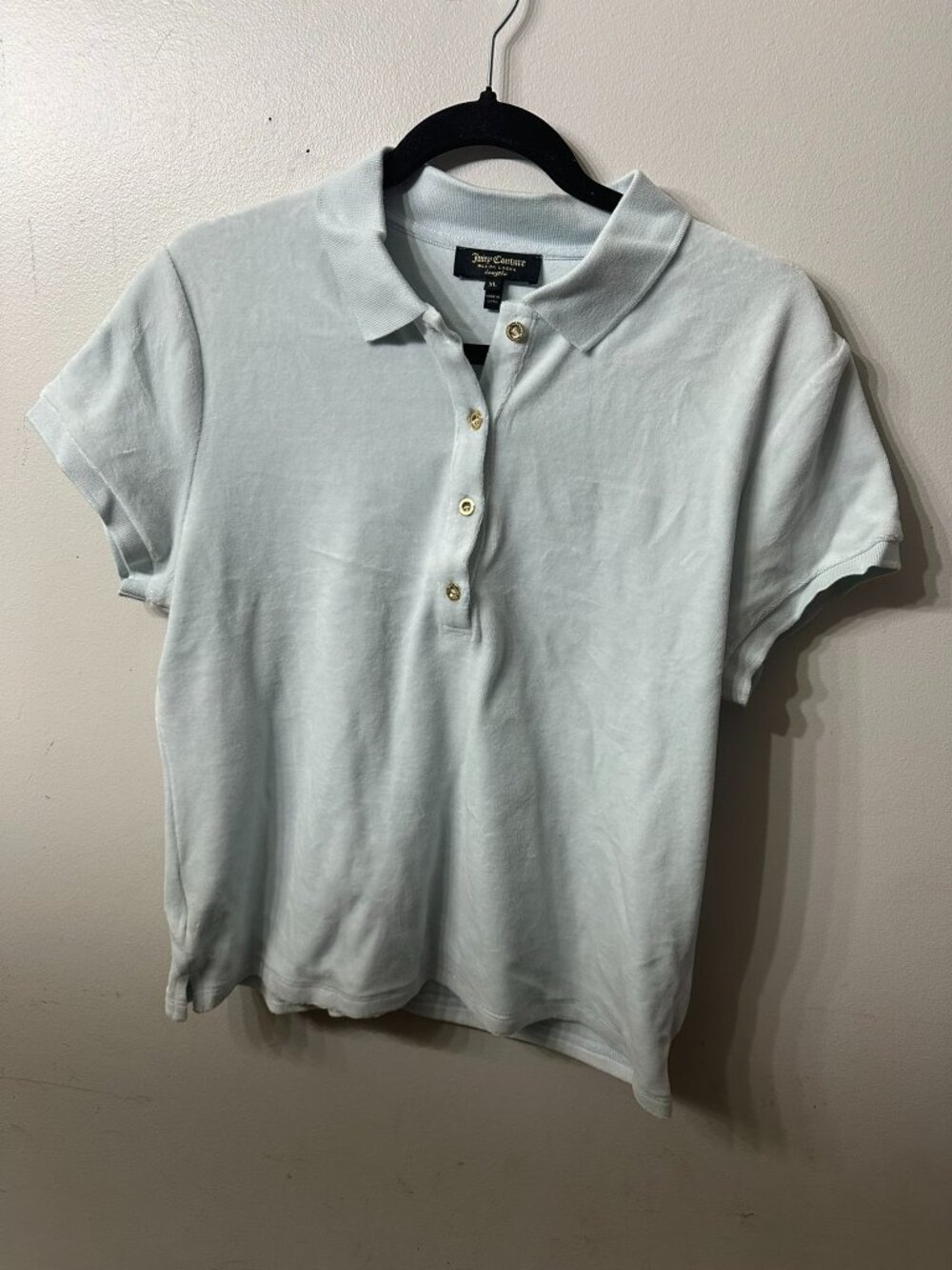 NWT Juicy Couture Black Label Velour Polo Top Regal Blue XL Y2K